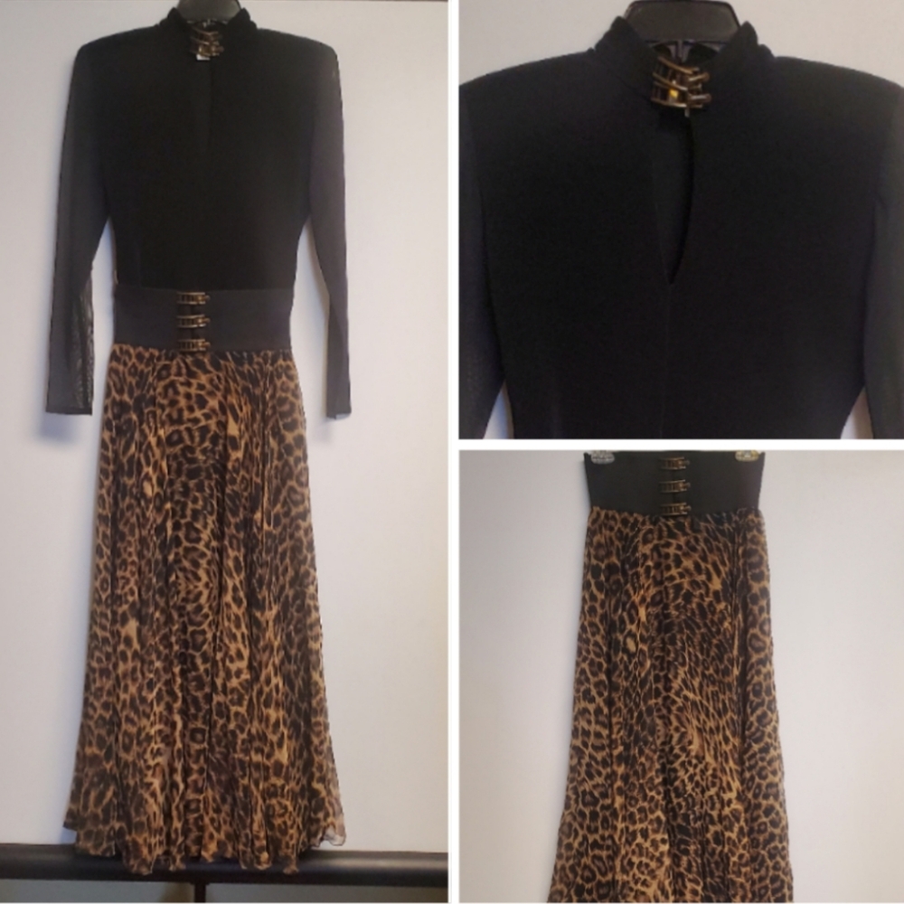 VINTAGE 2pc. Body SUIT Maxi Leporad Skirt Set Small